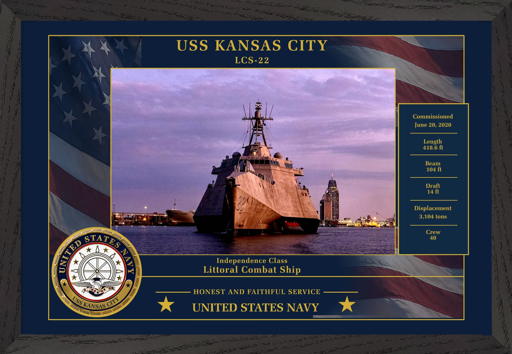USS Kansas City LCS-22 Framed Patriotic Photo