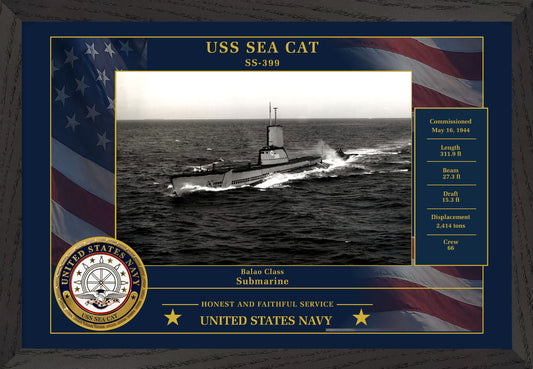 USS Sea Cat SS-399 Framed Patriotic Photo