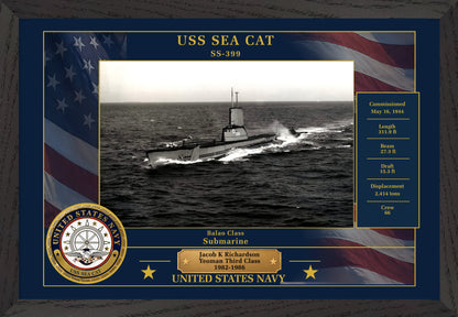 USS Sea Cat SS-399 Framed Patriotic Photo