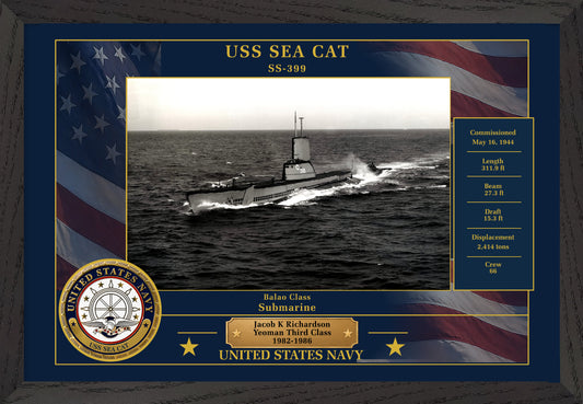 USS Sea Cat SS-399 Framed Patriotic Photo