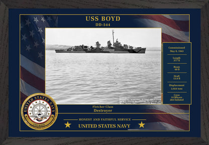 USS Boyd DD-544 Framed Patriotic Photo