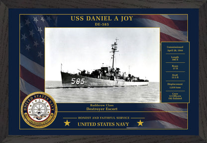 USS Daniel A Joy DE-585 Framed Patriotic Photo