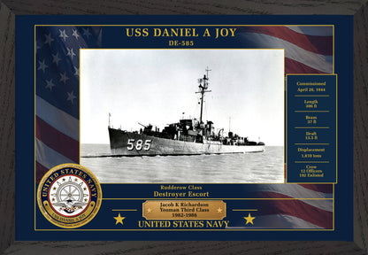 USS Daniel A Joy DE-585 Framed Patriotic Photo