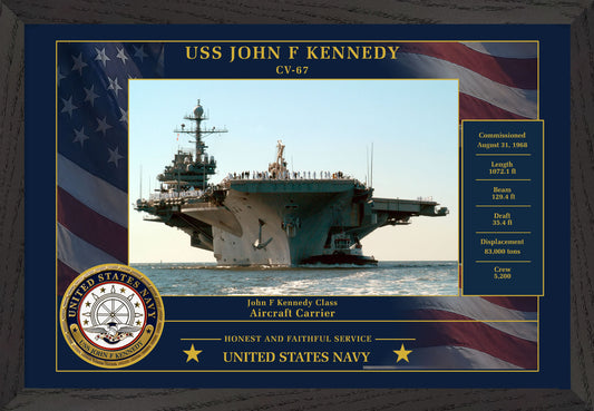 USS John F Kennedy CV-67 Framed Patriotic Photo