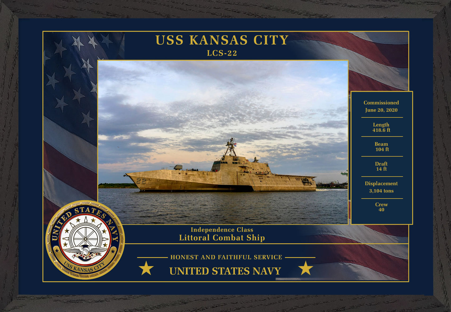 USS Kansas City LCS-22 Framed Patriotic Photo