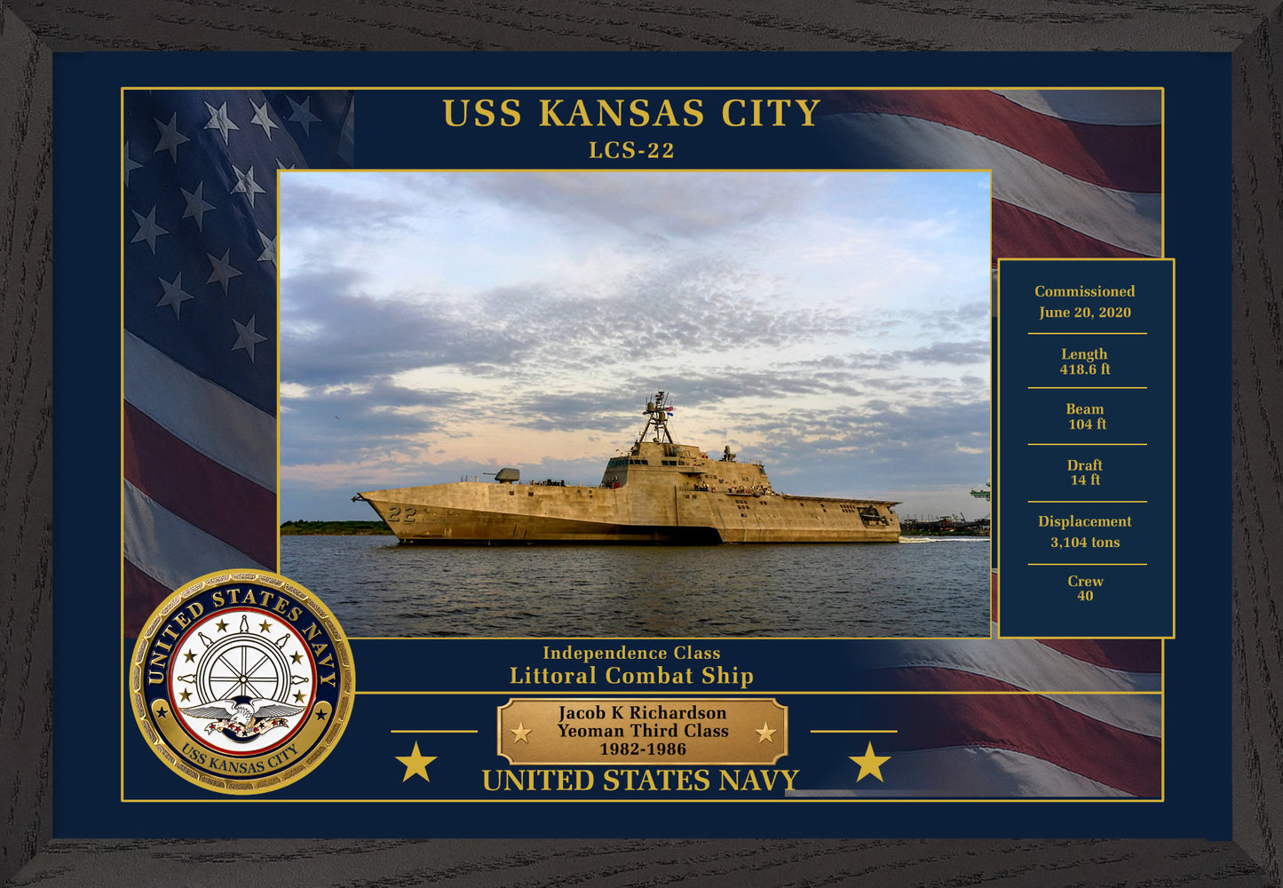 USS Kansas City LCS-22 Framed Patriotic Photo