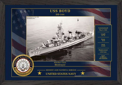 USS Boyd DD-544 Framed Patriotic Photo