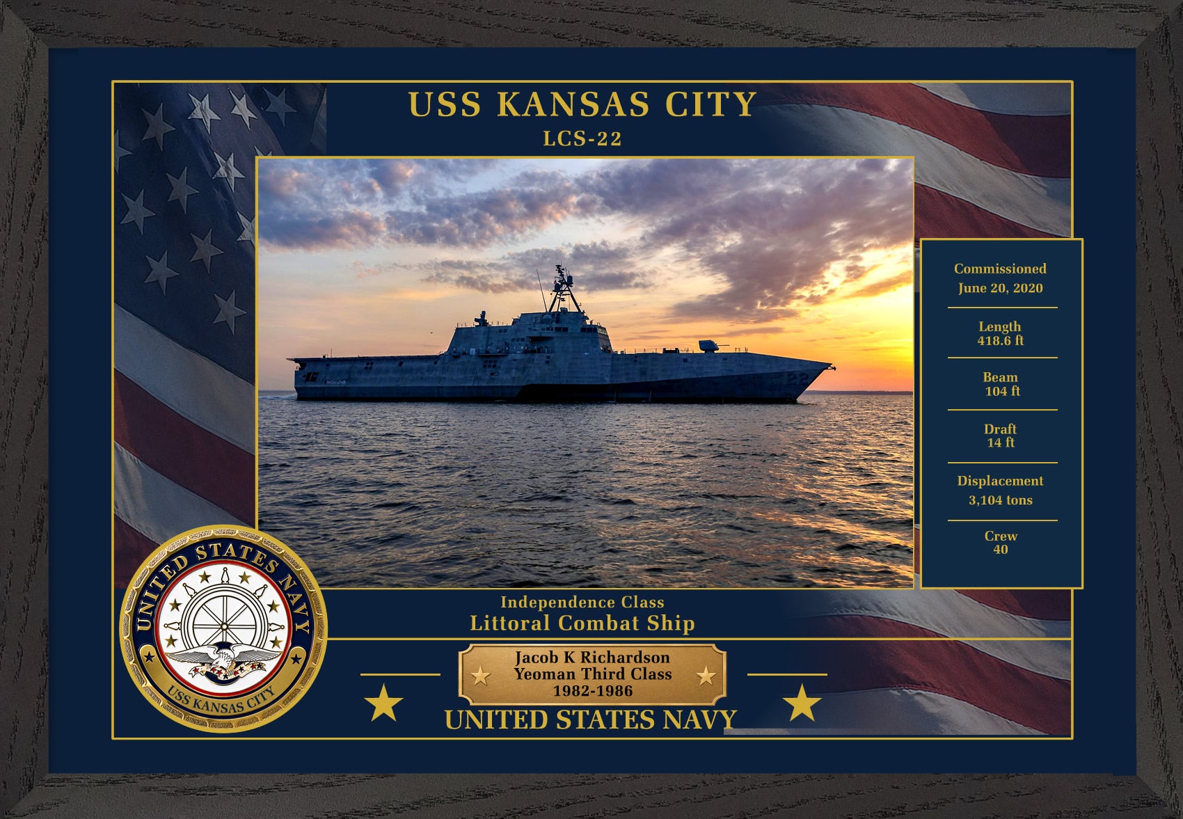 USS Kansas City LCS-22 Framed Patriotic Photo