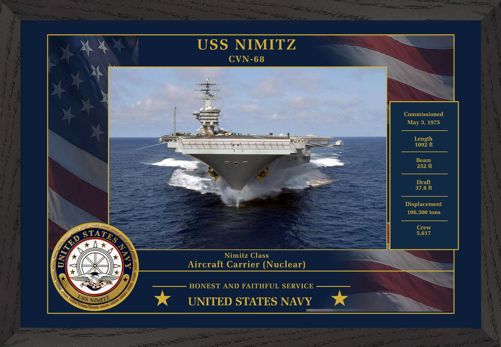 USS Nimitz CVN-68 Framed Patriotic Photo