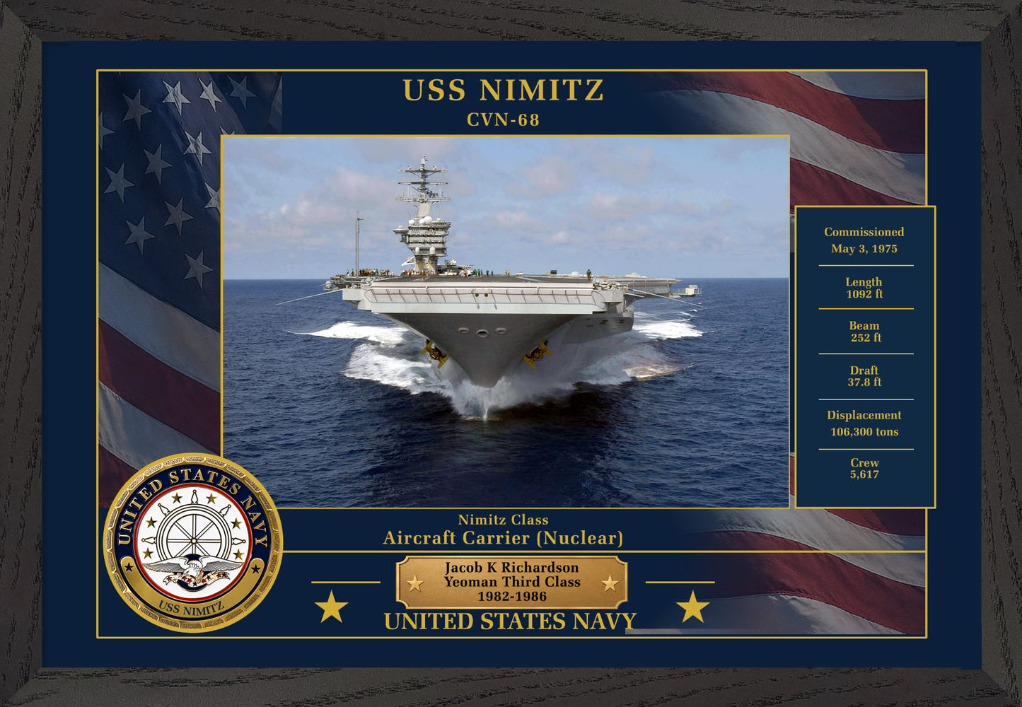 USS Nimitz CVN-68 Framed Patriotic Photo