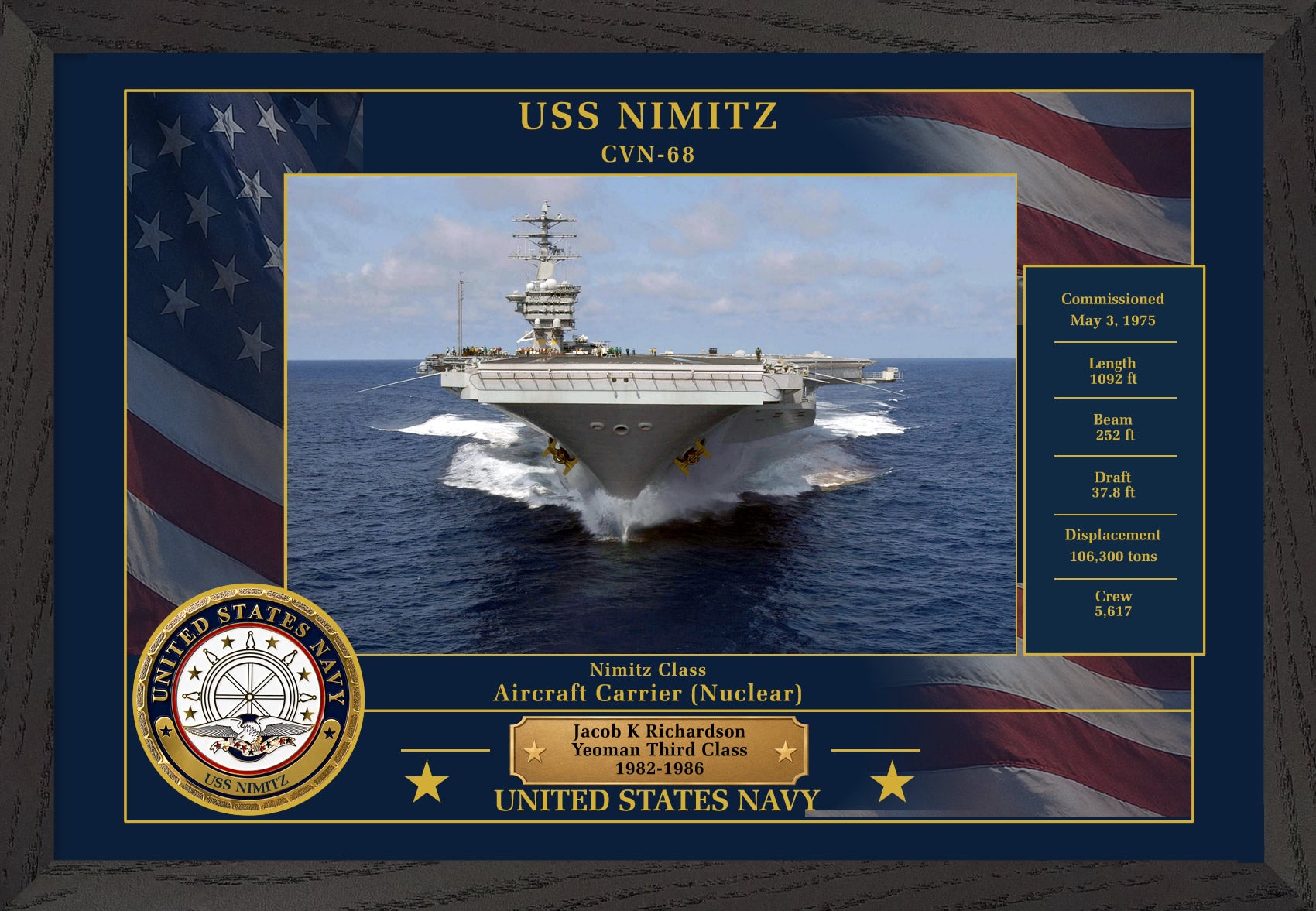 USS Nimitz CVN-68 Framed Patriotic Photo