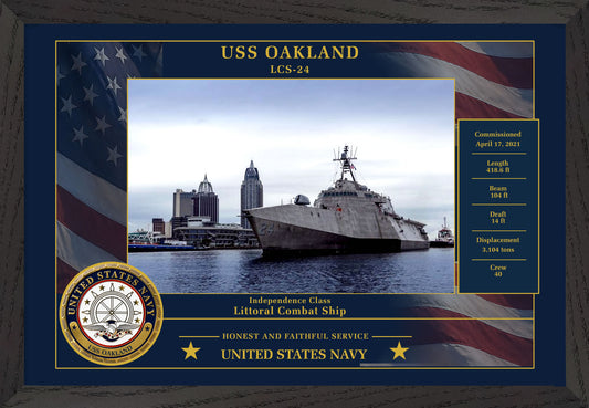USS Oakland LCS-24 Framed Patriotic Photo