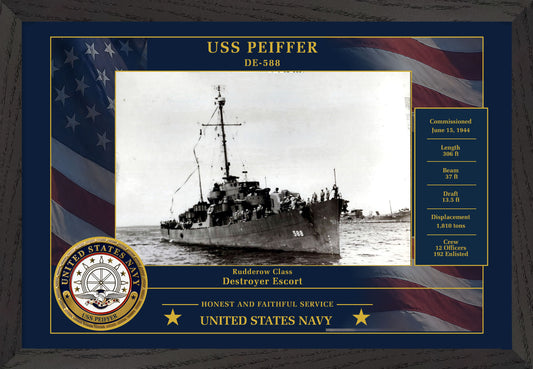 USS Peiffer DE-588 Framed Patriotic Photo