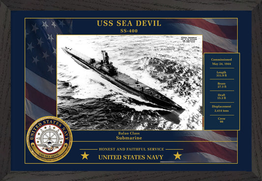USS Sea Devil SS-400 Framed Patriotic Photo
