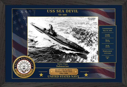 USS Sea Devil SS-400 Framed Patriotic Photo