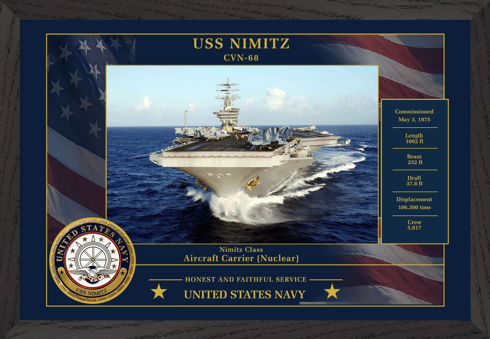 USS Nimitz CVN-68 Framed Patriotic Photo