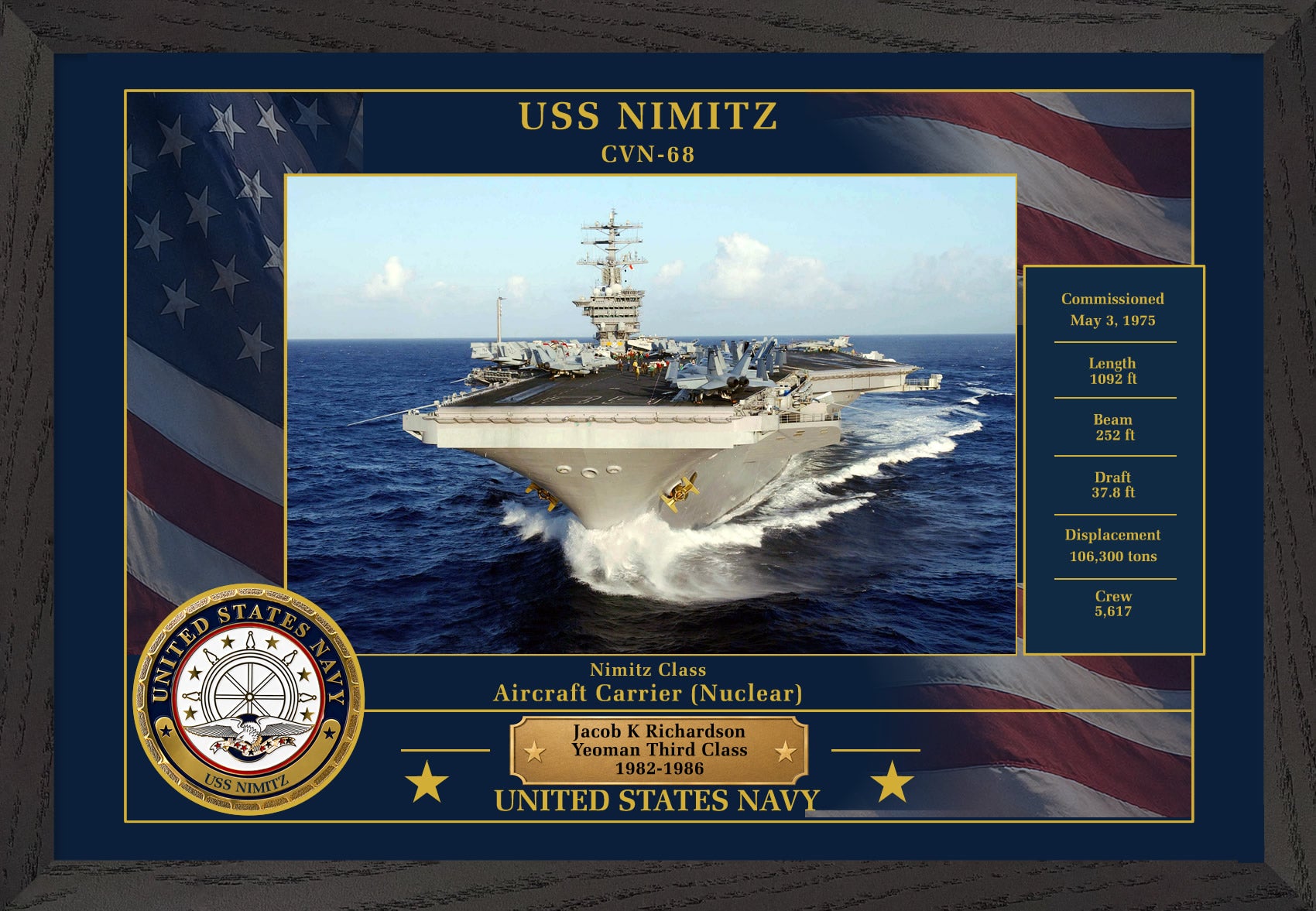 USS Nimitz CVN-68 Framed Patriotic Photo