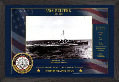 USS Peiffer DE-588 Framed Patriotic Photo