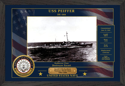 USS Peiffer DE-588 Framed Patriotic Photo