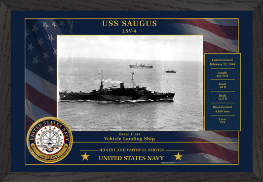 USS Saugus LSV-4 Framed Patriotic Photo