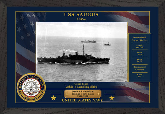 USS Saugus LSV-4 Framed Patriotic Photo