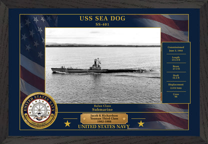 USS Sea Dog SS-401 Framed Patriotic Photo