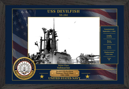 USS Devilfish SS-292 Framed Patriotic Photo