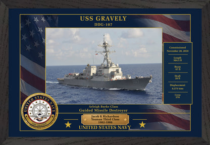 USS Gravely DDG-107 Framed Patriotic Photo