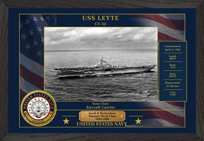 USS Leyte CV-32 Framed Patriotic Photo