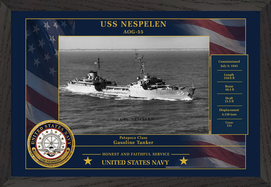 USS Nespelen AOG-55 Framed Patriotic Photo