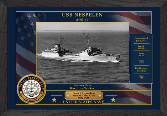 USS Nespelen AOG-55 Framed Patriotic Photo