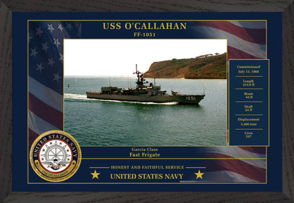 USS Ocallahan FF-1051 Framed Patriotic Photo