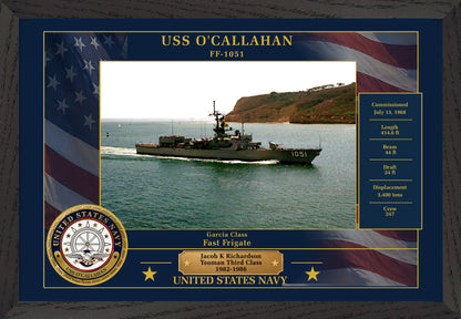 USS Ocallahan FF-1051 Framed Patriotic Photo