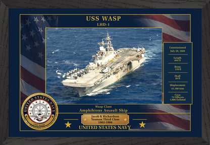 USS Wasp LHD-1 Framed Patriotic Photo