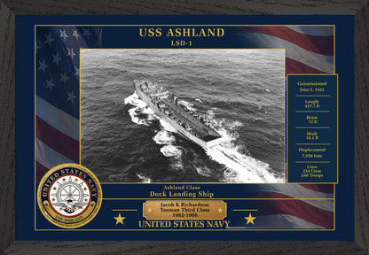USS Ashland LSD-1 Framed Patriotic Photo