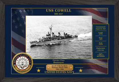 USS Cowell DD-547 Framed Patriotic Photo