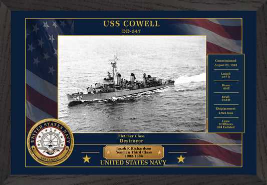 USS Cowell DD-547 Framed Patriotic Photo