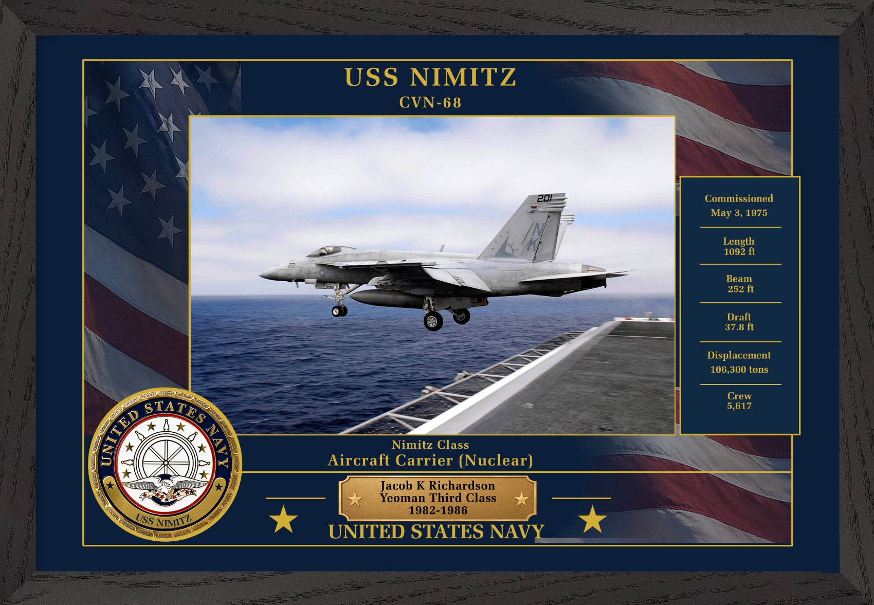 USS Nimitz CVN-68 Framed Patriotic Photo