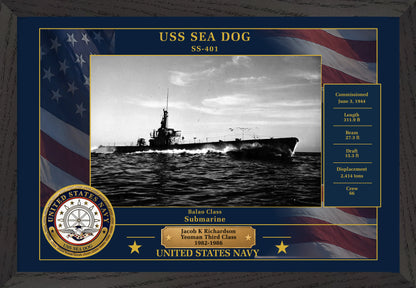 USS Sea Dog SS-401 Framed Patriotic Photo