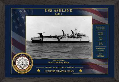 USS Ashland LSD-1 Framed Patriotic Photo