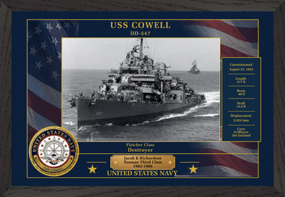 USS Cowell DD-547 Framed Patriotic Photo