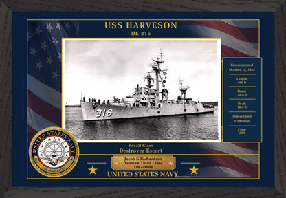 USS Harveson DE-316 Framed Patriotic Photo
