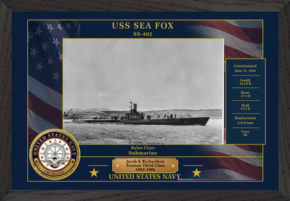 USS Sea Fox SS-402 Framed Patriotic Photo
