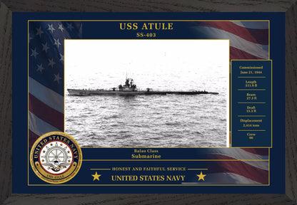 USS Atule SS-403 Framed Patriotic Photo