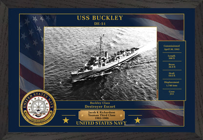 USS Buckley DE-51 Framed Patriotic Photo