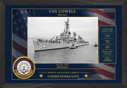 USS Cowell DD-547 Framed Patriotic Photo
