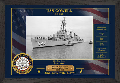 USS Cowell DD-547 Framed Patriotic Photo