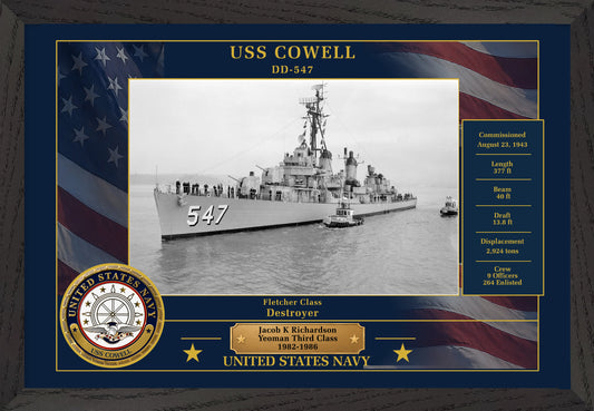 USS Cowell DD-547 Framed Patriotic Photo