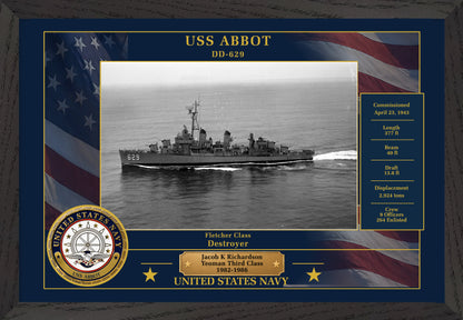 USS Abbot DD-629 Framed Patriotic Photo