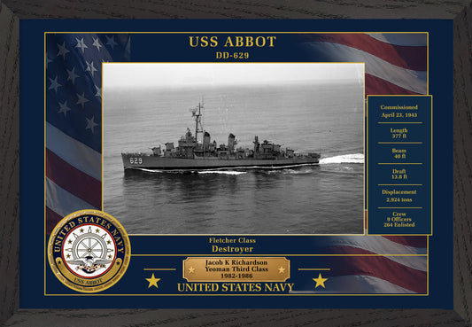 USS Abbot DD-629 Framed Patriotic Photo